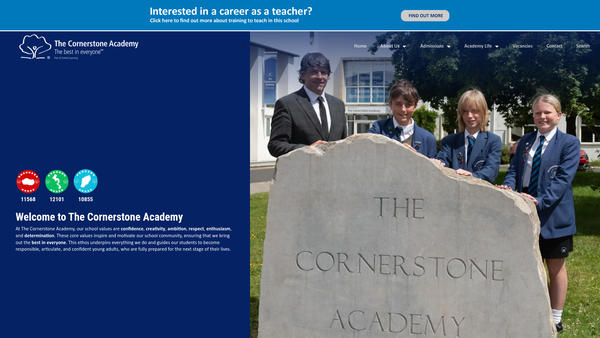 Screenshot of the Supporters Of The Cornerstone Academy website