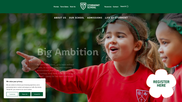 Screenshot of the Stormont Parents' Association website