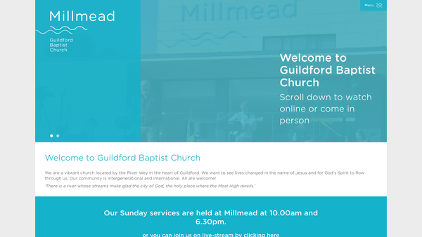 Screenshot of the Guildford Baptist Church website