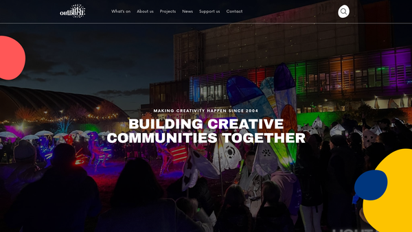 Screenshot of the Arts Outburst website