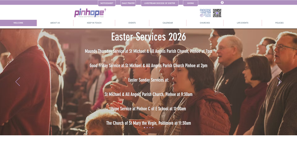 Screenshot of the The Parochial Church Council Of The Ecclesiastical Parish Of Pinhoe With Poltimore website
