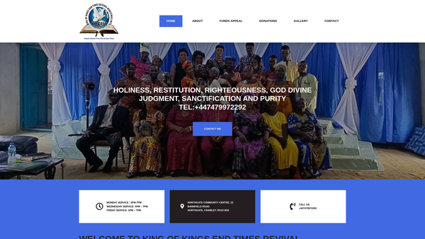 Screenshot of the King Of Kings End Times Revival Ministries Int L website