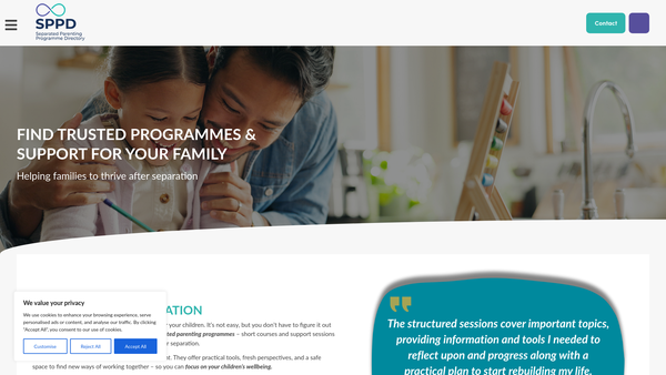Screenshot of the National Association Of Separated Parent Programmes website