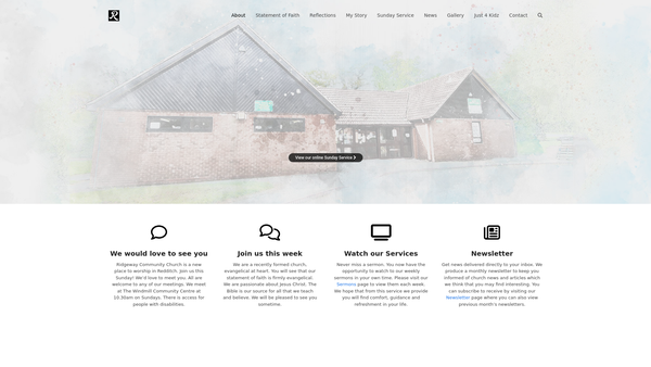 Screenshot of the Ridgeway Community Church (Redditch) website