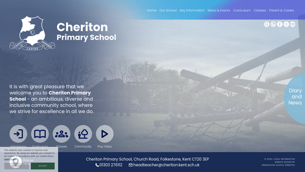 Screenshot of the Cheriton Primary School PTFA website