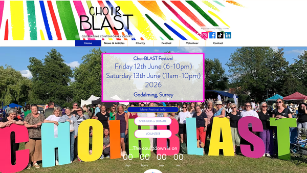 Screenshot of the Choirblast website