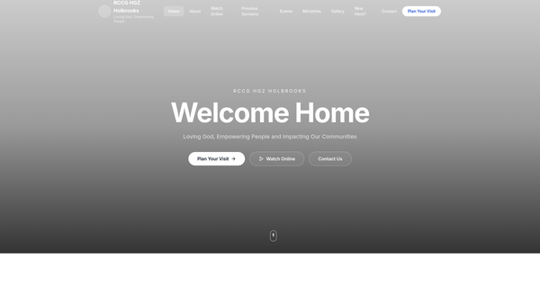 Screenshot of the The Redeemed Christian Church Of God Holy Ghost Zone Holbrooks. Coventry website