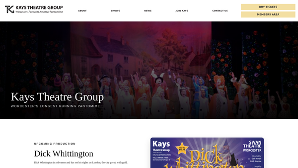 Screenshot of the Kays Theatre Group website