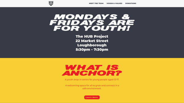 Screenshot of the Anchor Youth website