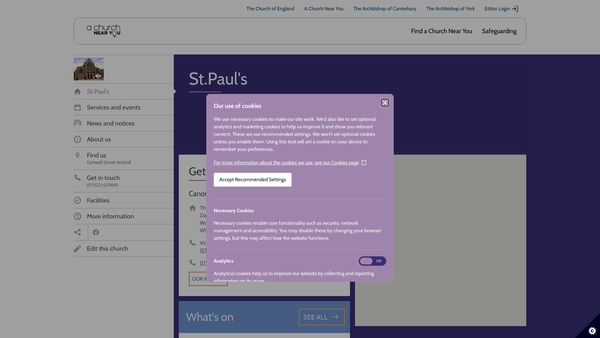 Screenshot of the The Parochial Church Council Of The Ecclesiastical Parish Of Walsall St Paul website