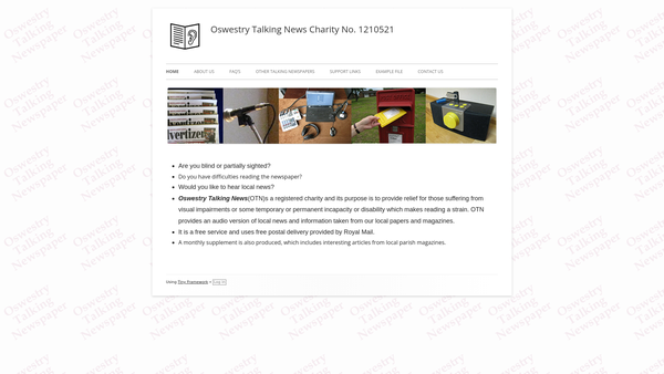 Screenshot of the Oswestry Talking News website