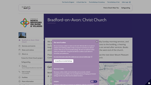 Screenshot of the The Parochial Church Council Of The Ecclesiastical Parish Of Christ Church, Bradford-On-Avon, In The Diocese Of Salisbury website