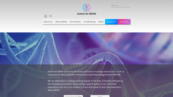 Screenshot of the Action For Bpan website