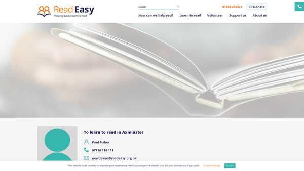 Screenshot of the Read Easy North, East And West Devon website