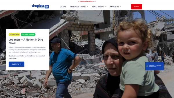 Screenshot of the Droplets Of Mercy website