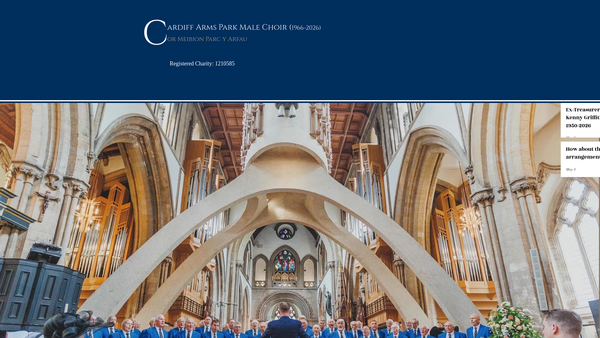Screenshot of the Cardiff Arms Park Male Choir website