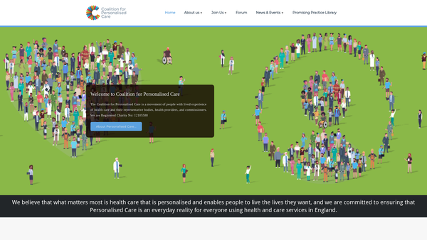 Screenshot of the The Coalition For Personalised Care website
