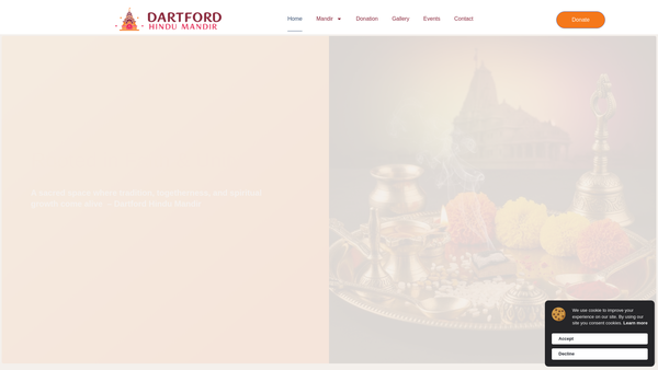 Screenshot of the Dartford Hindu Mandir Ltd website