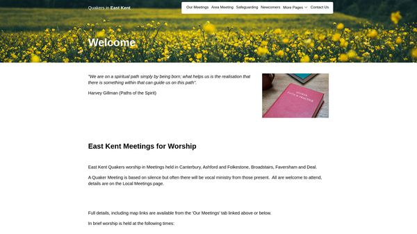 Screenshot of the East Kent Area Quaker Meeting website