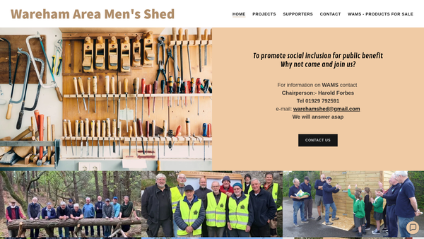 Screenshot of the Wareham Area Men's Shed website