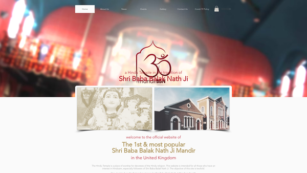 Screenshot of the Mandir Baba Balak Nath Walsall UK website