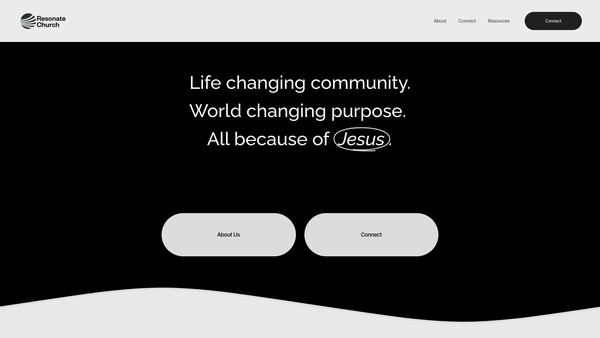 Screenshot of the Resonate Church website