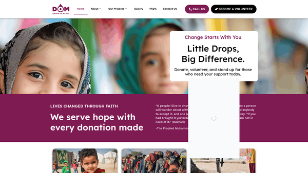 Screenshot of the Drops Of Mercy website