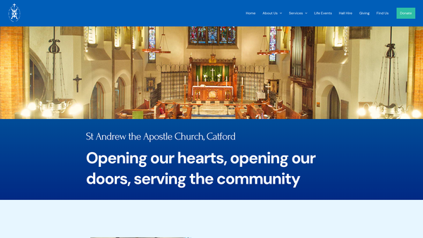 Screenshot of the The Parochial Church Council Of The Ecclesiastical Parish Of Saint Andrew, Catford, In The Diocese Of Southwark website