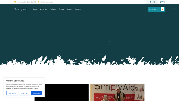 Screenshot of the Simply Aid website