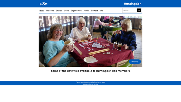 Screenshot of the Huntingdon University Of The Third Age (Hu3a) website