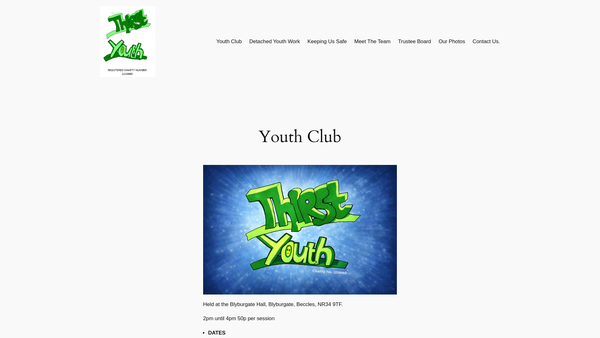 Screenshot of the Thirst Youth website