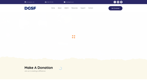 Screenshot of the Digeorge Syndrome Foundation website