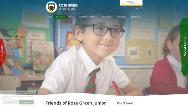 Screenshot of the The Friends Of Rose Green Junior School website