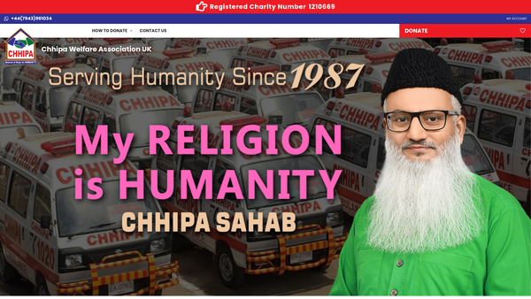 Screenshot of the Chhipa Welfare Association UK website