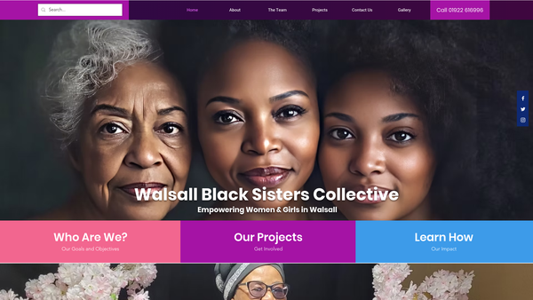 Screenshot of the Walsall Black Sisters Collective website