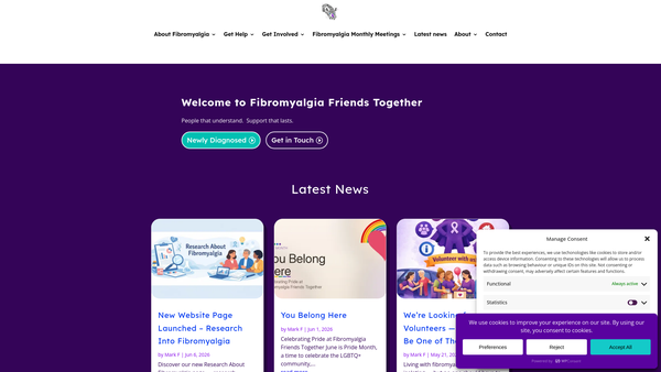 Screenshot of the Fibromyalgia Friends Together website