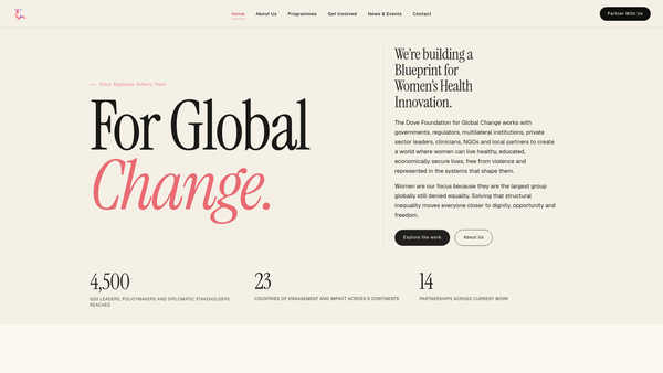 Screenshot of the The Dove Foundation For Global Change website