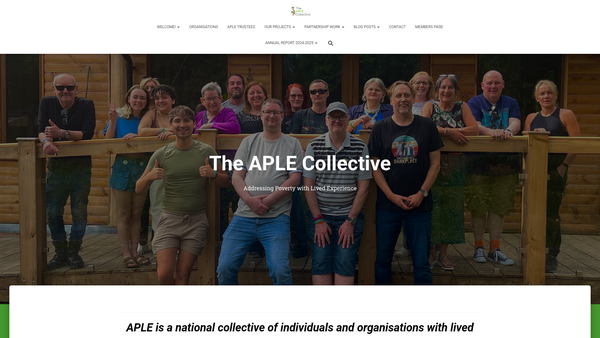 Screenshot of the Addressing Poverty With Lived Experience (Aple) Collective website