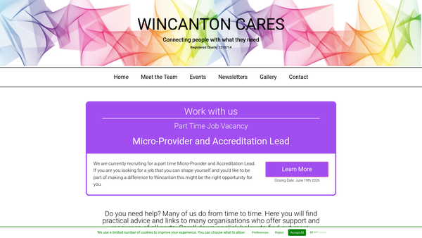 Screenshot of the Wincanton Cares website