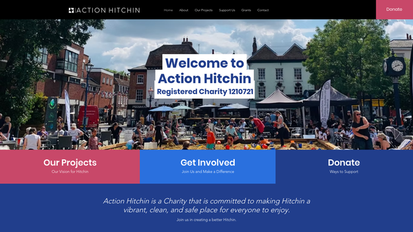Screenshot of the Action Hitchin website