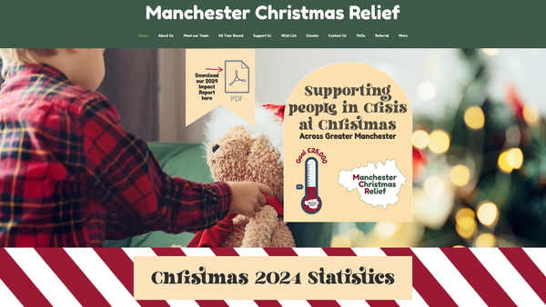 Screenshot of the Manchester Christmas Relief website