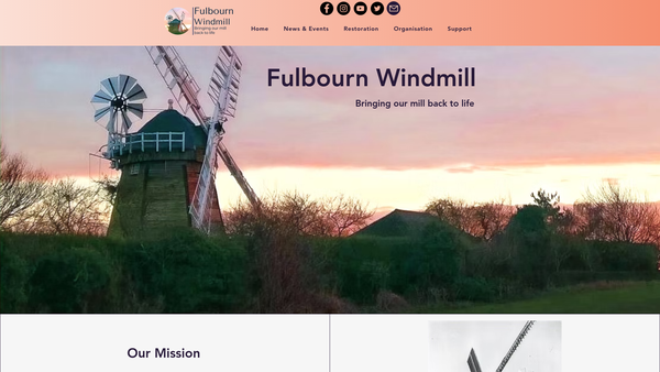 Screenshot of the Fulbourn Windmill CIO website