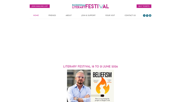 Screenshot of the Buckingham Literary Festival CIO website