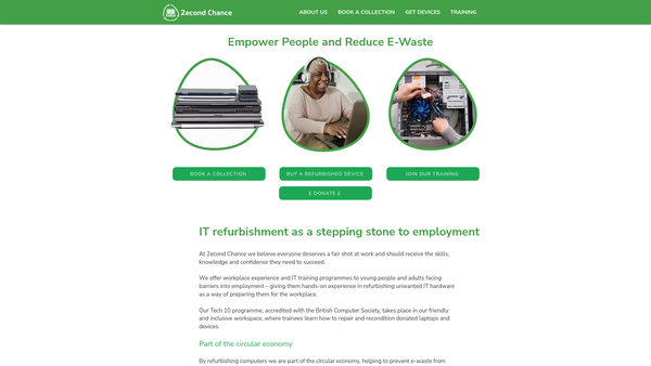 Screenshot of the 2econd Chance website