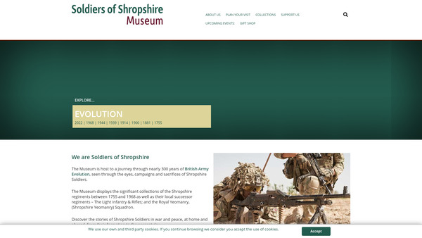Screenshot of the Shropshire Regimental Museum website