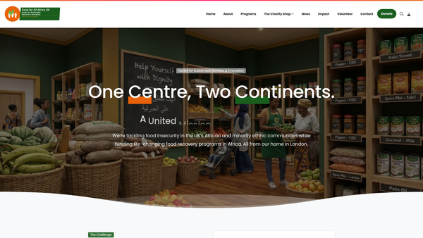 Screenshot of the Food For All Africa UK website