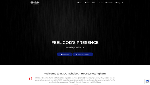Screenshot of the Rccg Rehoboth House Nottingham website