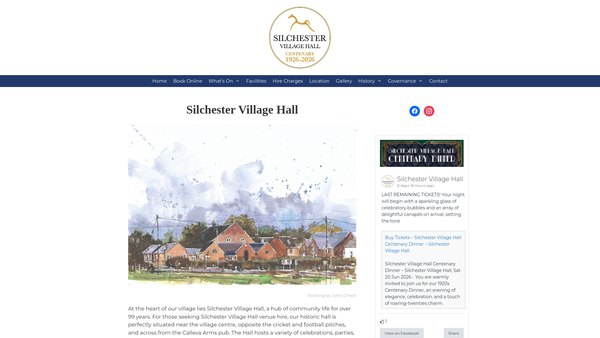 Screenshot of the Silchester Village Hall CIO website