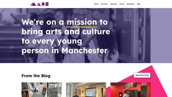 Screenshot of the Manchester Cultural Education Partnership website
