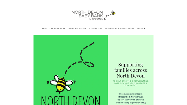 Screenshot of the North Devon Baby Bank website